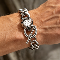 Vintage Gothic Snake Head Bracelets for Men, OT Buckle Stainless Steel Cuban Link Chain Bracelet, Stylish Punk Jewelry Gift