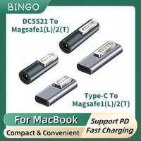 Type-C Female / DC5211 To Magsafe 1L / 2T Magnetic Charge Head for MacBook Air / Pro 45W 60W 85W Serie Like A1466,A1398,A1286...