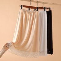 Thin Ice Silk Modal Female Half Length Skirt Anti-glare Lace Underskirt Anti-Penetrating Pure Color Half Slip Dress Petticoat