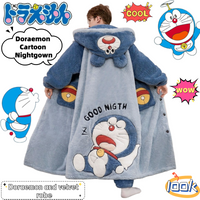 New Doraemon cartoon creative winter pajamas set personalized animation surrounding cute kawaii thick plus velvet nightgown gift