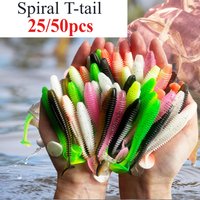 25/50pcs Silicone Bait Fishing Lures Soft Baits Crankbait Wobblers Fisihing Fake Fish Baits Bright Colors All for Fishing Tools