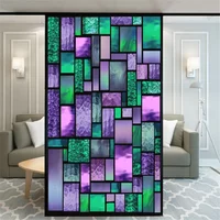 Color Brick Privacy Windows Film Decorative Stained Glass Window Stickers No Glue Static Cling Frosted Windows Film