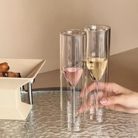 Double Wall Insulated Champagne Glasses Crystal Design Tulip Flute Cups forWedding Party Toast Shatter Resistant Dishwasher Safe