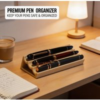 Creative 3D Printed Desk Pen Holder Wavy Three Slot Storage Stand Office Stationery Organizer Multiple Colors Gift Set