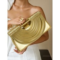 UGALS Retro Pleated Fringed Cable Wire Bucket Handbag Party Versatile Crossbody Bag American Retro Style Magnetic Clasp Closure