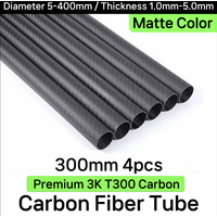 4Pcs Carbon Fiber Tube 300mm High Hardness Composite Material 100% Pure Carbon OD 10mm 12mm 15mm 18mm 20mm 22mm 25mm 28mm 30mm