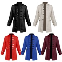 Medieval Jacket Costume Boys Prince Jacquard Stand Collar Larp Vicking Victorian Renaissance Stage Performace Jacket Coat