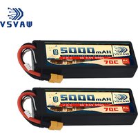 2Pcs VSVAW 2S 7.4V Lipo Battery 5000mAh 70C Hardcase with T Plug for RC Car 1/10 Boats FPV Drones RC Models Parts-Premium Series