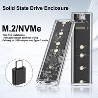 M.2 NVME NGFF SATA Enclosure M2 SSD Case 5/10Gbps USB 3.1 Type C SSD Adapter USB To SATA NVMe Transpare External Hard Disk Box