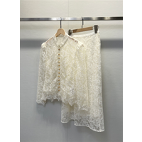 French Style Jacquard Lace Embroidery Long-Sleeve Blouse Top/ HighWaisted Skirt Women 2-Piece Set Temperament Elegant