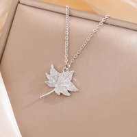 Fashion Temperament Crystal Maple Leaf 925 Sterling Silve Exquisite Pendant Necklaces XL287