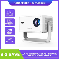 Magcubic 650ANSI L018 8K Heimprojektor Native 1080P Android 14 WiFi6 BT 5.4 Tragbarer Filmprojektor mit 360 ° Korrektur