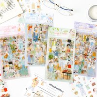 6pcs/pack daily life waterproof PET die-cutting stickers DIY scrapbook diary album phone case computer decoration stickers