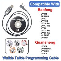 USB Programming Cable With CD For Baofeng UV-5R 82 888S UV-16 20 25 Pro 5RH 2 Way Radio Quansheng UV-K5 5R Plus Walkie Talkie
