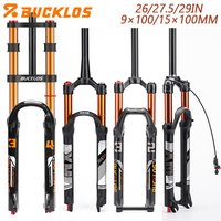 AliExpress BUCKLOS Bicycle Fork 26 27.5 29 Air MTB Fork 9*100mm 15*100mm Suspension Mountain Bike Forks Straight/tapered Tube