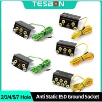 Professional Anti-Static ESD Ground Socket L-Shaped Banana Plug 2/3/4/5/7 Holes for PC Computer Phone Electronics Repair Tools