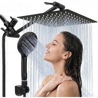 10/12 "high pressure shower head with adjustable arm of hand-held spray, matte black shower system
