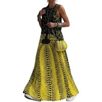 Summer Maxi Dress for Women, Printed Sleeveless Crew Neck Long Dress, Casual Flowy Vacation Outfits with Pockets