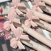 10pcs Set Cute 0.5mm Gel Pen Bow Knot Design Pink Ballpoint Pen Smooth Writing Click Mechanism Sign Pen Student Stationery