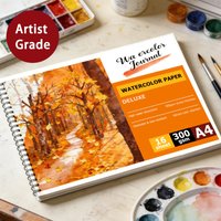 Premium A4 Watercolor Pad - 300gsm Rough Paper, Spiral-Bound, Ideal for Wet-on-Wet Painting & Art Creation