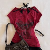 Women's Slim Fit Dark Red Summer Casual Top Y2K New Punk Subculture Retro American Sexy Strappy Sleeveless