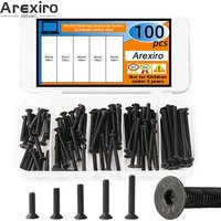 100Pcs M3x20/25/30/35/40mm Flat Head Hex Screw Countersunk Bolt Grade 10.9 Carbon Steel