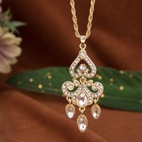 Sunspicems Gold Color Turkish Women Pendant Necklace Crystal Arabian Jewelry Ethnic Traditional Palace Bijoux