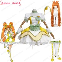 《Custom Size》Anime Cure Grace Doki Doki! PreCure Cure Rosetta Yotsuba Arisu Cosplay Costume Dress Halloween Party Shoes Wig