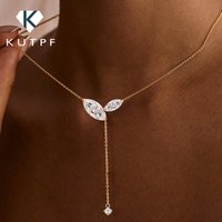 Collier pendentif lariat en moissanite taille marquise certifiée, argent S925, 4 carats au total, diamant de laboratoire, chaîne longue en Y avec pampilles pour femme