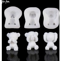 For fun DIY 3D Bear Silicone Mold Cake Decorating Tools Cupcake Topper Fondant Baking Chocolate Candy Clay Plaster Molds