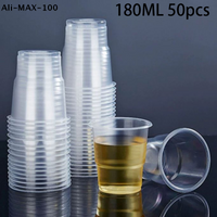 【AM3】50PCS Disposable Clear Plastic Cup Outdoor Picnic Birthday Kitchen Party Tableware Party Plastic Cups For Cold Drinks