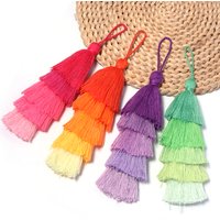 1pc 21cm Polyester Silk Tassel Colorful Five Layer Tassels Trim With Hanging Rope For DIY Curtain Sewing Accessories Home Decor