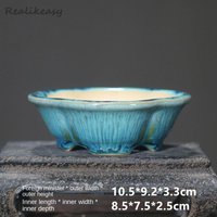 Purple Sand Flower Pot Mini Bonsai Pot Chinese style Potting Flowing Glaze Pot Kiln Transformed Ceramic Small Flower Pot LF170