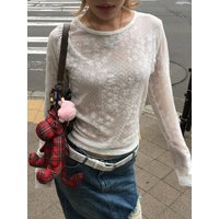 Women's Long Sleeve Lace T-Shirt Summer Thin New Design Sensation See-through UV Protection Top Cover up Korean Style Loose Fit