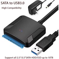 SATA to USB3.0 Cable SATA III Hard Drive Adapter Converter for 2.5" 3.5" SSD HDD Hard Drive Disk with 12V/2A Power Adapterer