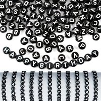 200-1000PCS Black Round Acrylic Letter Beads A-Z Alphabet Loose Beads for Jewelry Making DIY Necklace Bracelet Handmade Craft