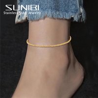 SUNIBI Sparkling Gypsophila Anklet for Women 316L Stainless Steel Adjustable Chain Anklet Simple Fashion Fine Jewelry Wholesale