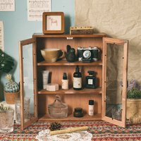 Home vintage hand-made dustproof storage cabinets Double door multi-layer finishing hotel decoration wooden tea set storage cabi