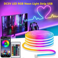 RGB Flexible LED Strip Lights USB Neon Rope Lights Remote App Control Music Sync Color Change Gaming Room Party Decor DIY Design