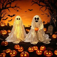 17-33cm Halloween Two-eyed Buck Teeth Luminous Sequins Ghost Festival Atmosphere Courtyard Decoration Party Decoration Ornaments