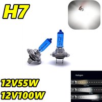 2pcs H7 Super White Headlights 55W 12V PX26d Quartz Halogen Bulb High Power 100W auto Lamp 6000K Fog Lights