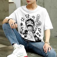Summer 2026 One Piece Munchie D. Luffy "Wacky Scream" 100% Cotton Printed Loose T-shirt for Men and Women Parent Tops Y2k