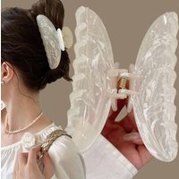 2026 New Korean Cream Colored Marble Pattern Half Round Hair Clip Simple Shark Hair Clip Stable Clamping Headwear Accessories