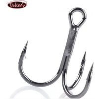 TAKEDO b** 1# - 12# Fishing Hook 6062-1X-NP Treble Hook Classic Black Nickel Fishhook For Carp Fishing Saltwater Fishing