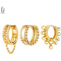 925 Sterling Silver Needle Round Bead Hollow Chain Zircon Earrings Women's Retro Minimalist Hoop Earrings Party Fashion Jewelry
