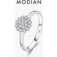 Modian 925 Sterling Silver Classic Sparkling Simple CZ Finger Ring Platinum Plated Wedding Jewelry For Women Anniversary Gift