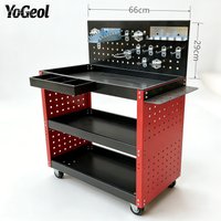 YoGeol 3-Tier Rolling Tool Cart with Pegboard Back Panel, Heavy Duty Mobile Tool Trolley with Drawer, Garage Workshop Tool Stora