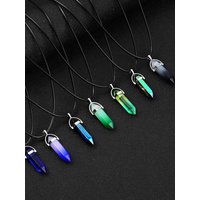 7PCS/A Set of Fashion Simple Crystal Hexagonal Column Necklaces, Healing Crystals, Women's Necklaces, and Men's Necklace