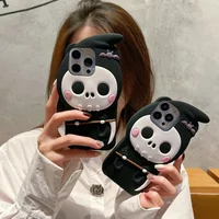 3D Cute Cartoon Case Soft Silicone Phone Back Cover Skin Shell iPhone 11 12 13 14 15 Pro Max Shockproof Protector Ghost