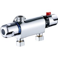 Chrome Brass Thermostatic Shower Faucet Mixer Valve Dual Handle Temperature Control Valve Bathroom Bathtub Tap Wall Mounted G1/2